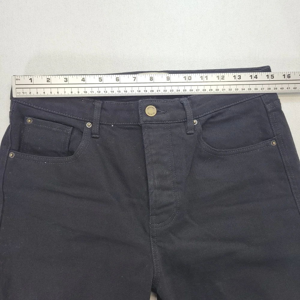 Sezane Denim Jeans Womens US 8 Black Straight Leg High Rise Button Fly Denim - Picture 8 of 11